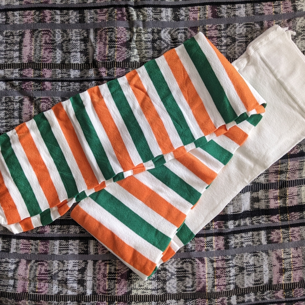 Snag Tights - Green & Orange Stripes